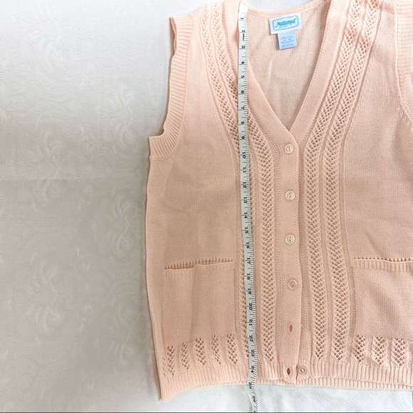 Vintage Oversized Pink Sweater Vest M Knit - Picture 4 of 6